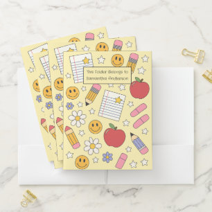 Colorful Back to School Personalized Cute  Pocket Folder