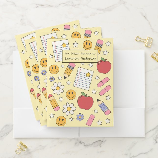 Colorful Back to School Personalized Cute  Pocket Folder (In Situ)