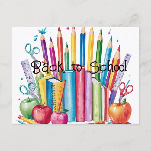 Colorful Back to School Supplies Postcard