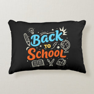 Colorful Back to School Typography Design Accent Pillow