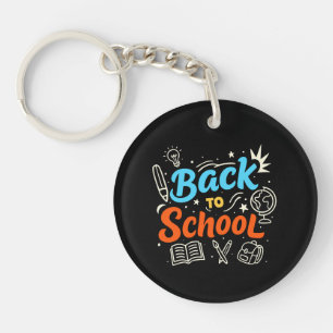 Colorful Back to School Typography Design Keychain