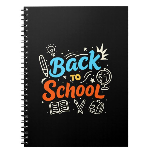 Colorful Back to School Typography Design Notebook (Front)