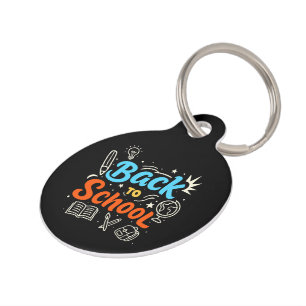 Colorful Back to School Typography Design Pet ID Tag