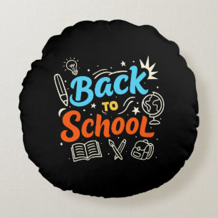 Colorful Back to School Typography Design Round Pillow