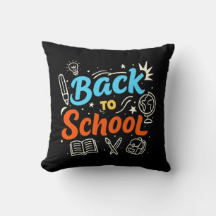 Colorful Back to School Typography Design Throw Pillow