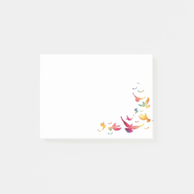 Colorful Backdrop Flying Bird Post-it Notes (Front)