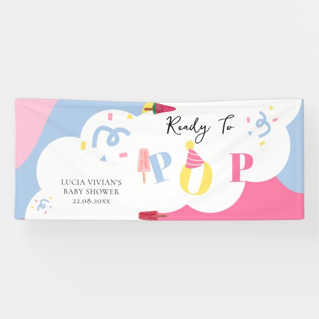 Colorful Background Popsicle Baby Shower Banner (Horizontal)