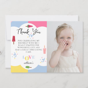 Colorful Background Popsicle Photo Thank You Card