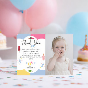 Colorful Background Popsicle Photo Thank You Card