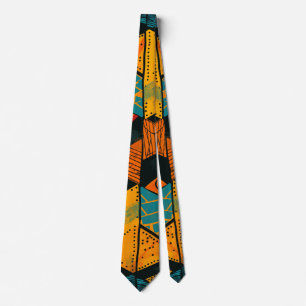 Colorful background with African motifs Neck Tie