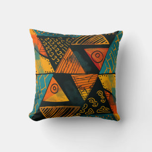 Colorful background with African motifs Throw Pillow
