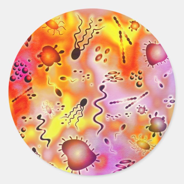 Colorful Bacteria Classic Round Sticker (Front)