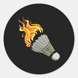 Colorful Badminton Flame Shuttle Art Sports Classic Round Sticker