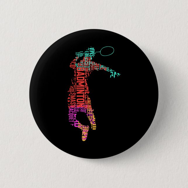 Colorful Badminton Player _ Shuttle Racket _ Badmi Button (Front)