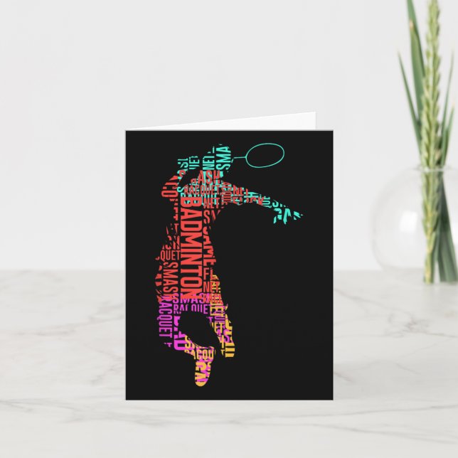 Colorful Badminton Player _ Shuttle Racket _ Badmi Card (Front)