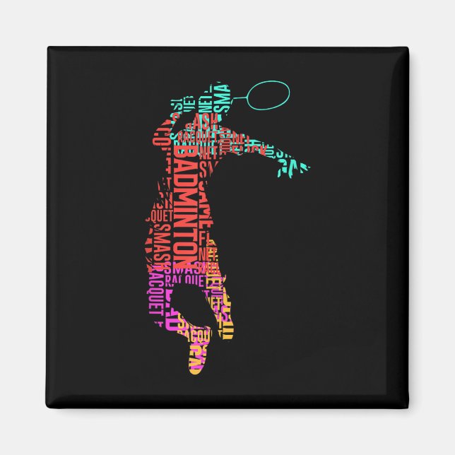 Colorful Badminton Player _ Shuttle Racket _ Badmi Magnet (Front)