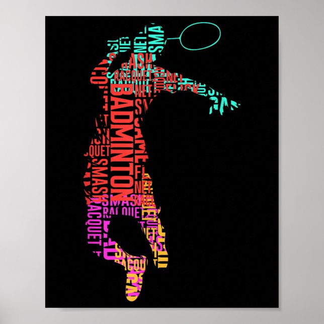 Colorful Badminton Player _ Shuttle Racket _ Badmi Poster (Front)