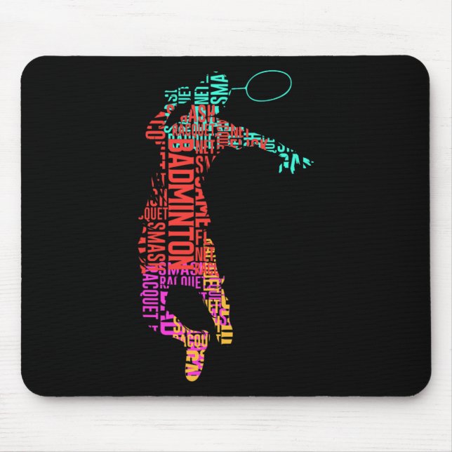 Colorful Badminton Player Shuttle Racket Badminton Mouse Pad (Front)