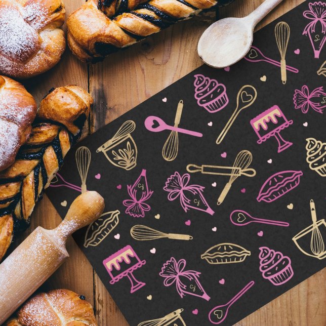 Colorful Baking & Cooking Utensil Black Gold Pink Tissue Paper (Creator Uploaded)