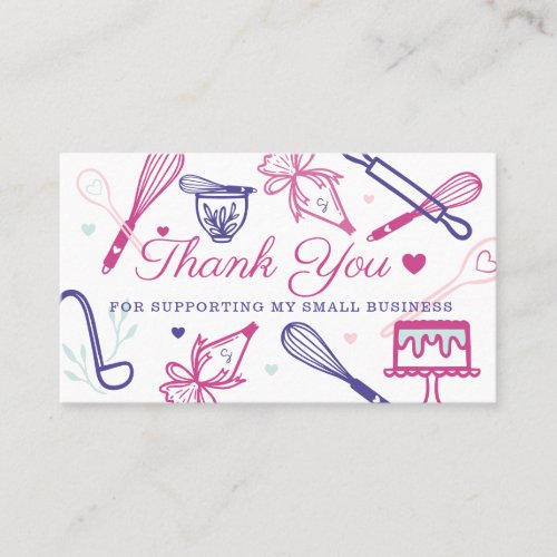 Colorful Baking  Cooking Utensil Thank You Business Card