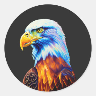Colorful Bald Eagle Art Classic Round Sticker