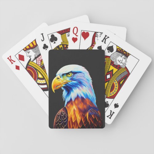 Colorful Bald Eagle Art   Poker Cards