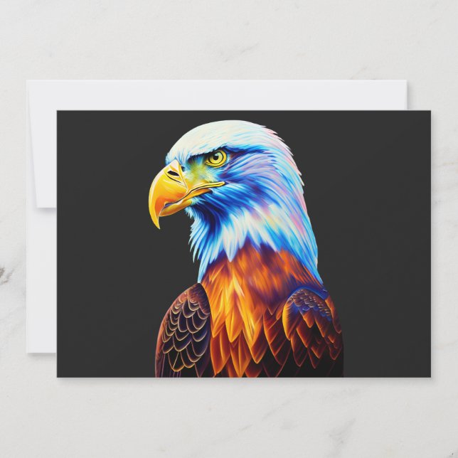 Colorful Bald Eagle Art   Save The Date (Front)