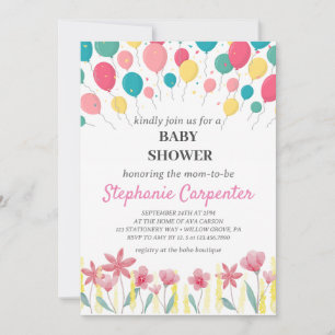 colorful BalIoons baby shower invitation