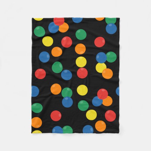 Colorful Ball Black Pattern Fleece Blanket