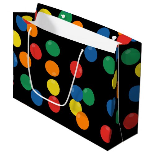 Colorful Ball Black Pattern Large Gift Bag