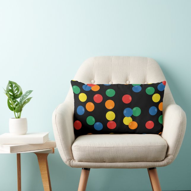 Colorful Ball Black Pattern Lumbar Pillow (Chair)