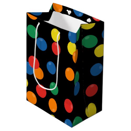 Colorful Ball Black Pattern Medium Gift Bag