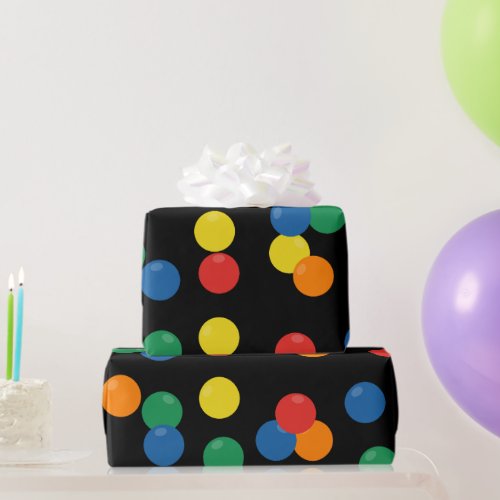 Colorful Ball Black Pattern Wrapping Paper