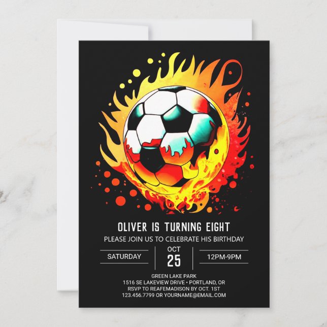 Colorful Ball Online Soccer Birthday Invitation (Front)