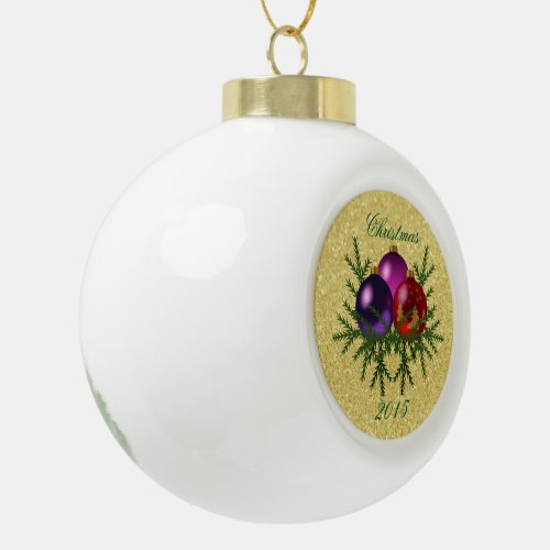 Colorful Ball Ornaments Gold Faux Glitter