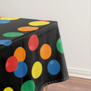 Colorful Ball Pattern Black Tablecloth