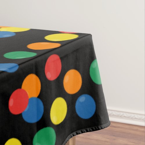 Colorful Ball Pattern Black Tablecloth
