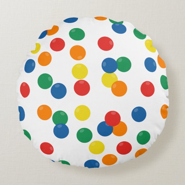 Colorful Ball Pattern Round Pillow (Front)