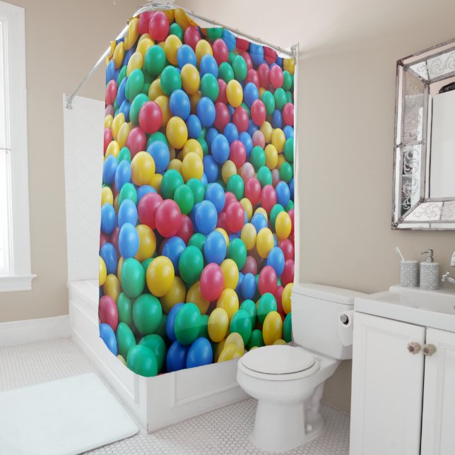 Colorful Ball Pit Balls Kids Play Shower Curtain (In Situ)