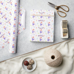 Colorful Ballerina Girls' Birthday Pattern Wrapping Paper