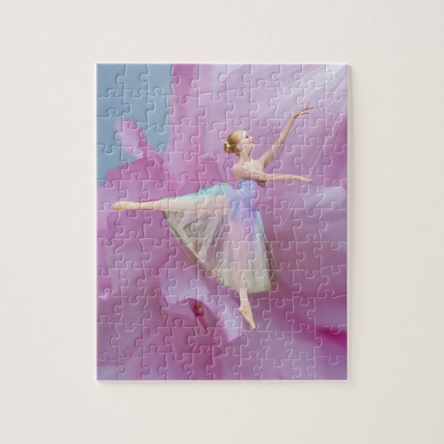 Colorful Ballerina in Arabesque Customizable Jigsaw Puzzle (Vertical)