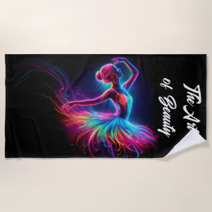 Colorful ballerina neon art bohemian lovely dancer beach towel