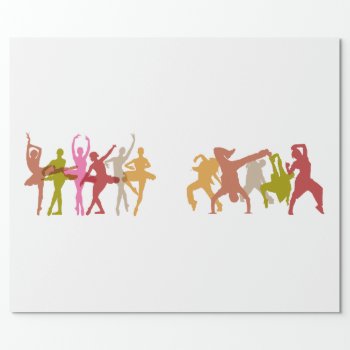 Colorful Ballerinas And Hip Hop Dancers Wrapping Paper by peculiardesign at Zazzle