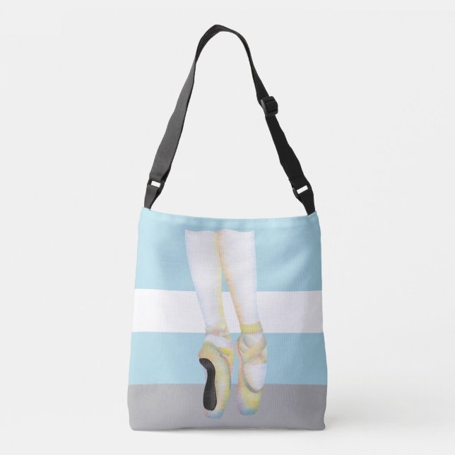 Colorful Ballet Shoes Illustration Crossbody Bag (Back)