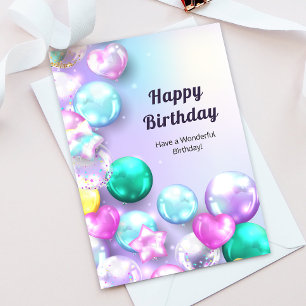 Colorful Ballons Happy Birthday Greeting Card