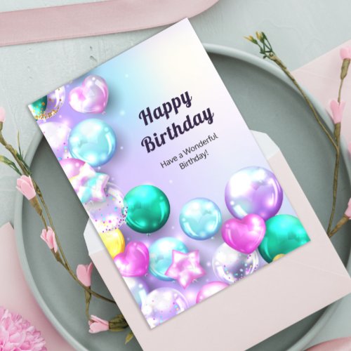 Colorful Ballons Happy Birthday Greeting Card