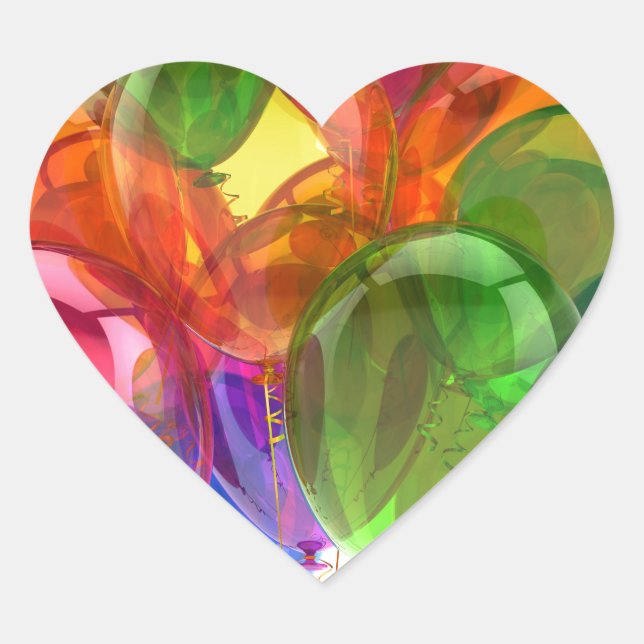 Colorful Ballons Heart Sticker (Front)