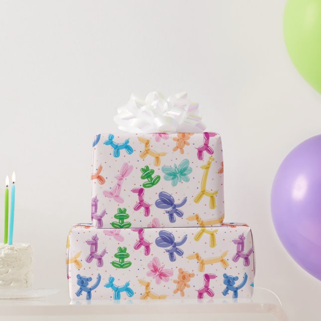Colorful Balloon Animals Wrapping Paper (Party Gifts)