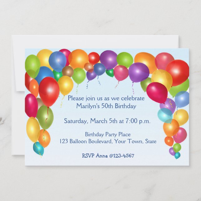 Colorful Balloon Arch Party Invitation (Front)