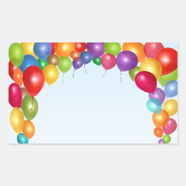 Colorful Balloon Arch Rectangular Sticker (Front)